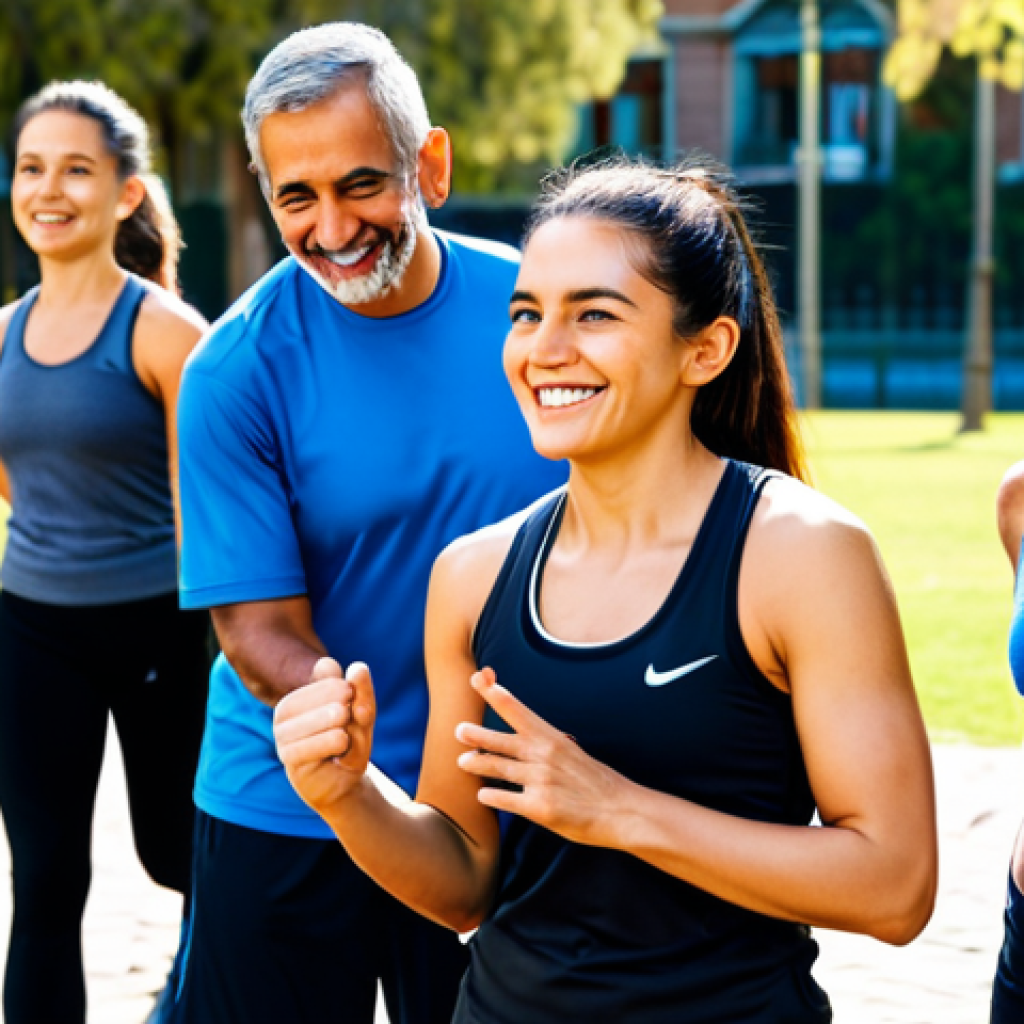 **

A successful personal trainer, fully clothed in athletic apparel from a popular Spanish sports brand, leading a group fitness class in a sunny park in Madrid. Focus on diverse participants of varying ages and fitness levels, all smiling and engaged. Background shows iconic Madrid landmarks. Safe for work, appropriate content, professional, modest, family-friendly, perfect anatomy, correct proportions, natural pose, well-formed hands, proper finger count, natural body proportions, high quality image.

**