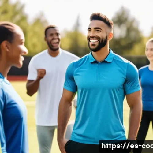 스포츠지도사 업무 관련 실무 용어 - A professional sports coach motivating a diverse group of adult athletes during an intense training ...