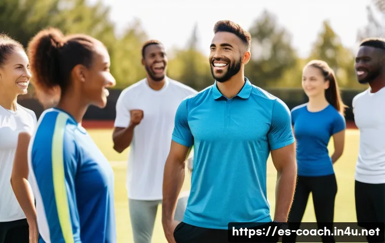 스포츠지도사 업무 관련 실무 용어 - A professional sports coach motivating a diverse group of adult athletes during an intense training ...